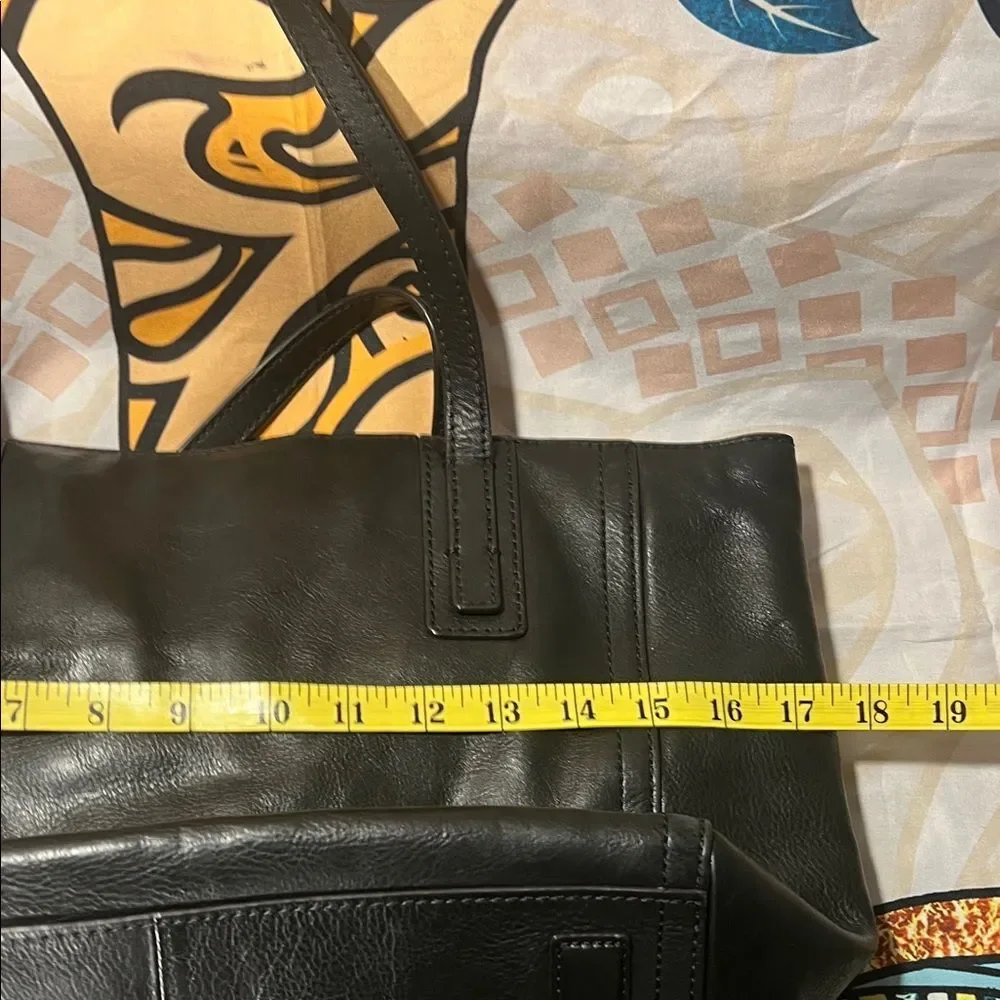 Fossil Emma Black Leather Tote with Key Accent